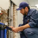 professional plumber inspecting plumbing pipes for nay leaks and any other plumbing issues to prevent plumbing emergencies